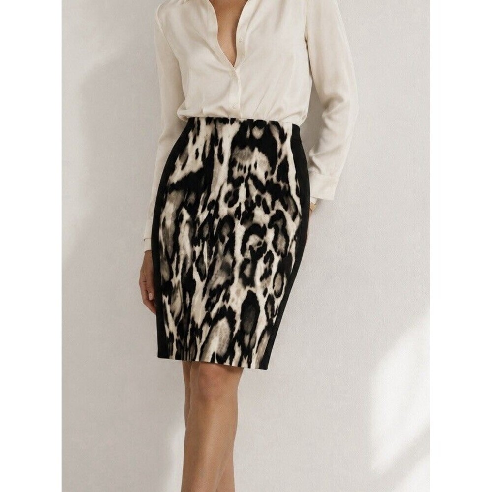 DVF Diane Von Furstenberg MAE MIKADO Leopard Bark Print 10 Pencil Skirt $275